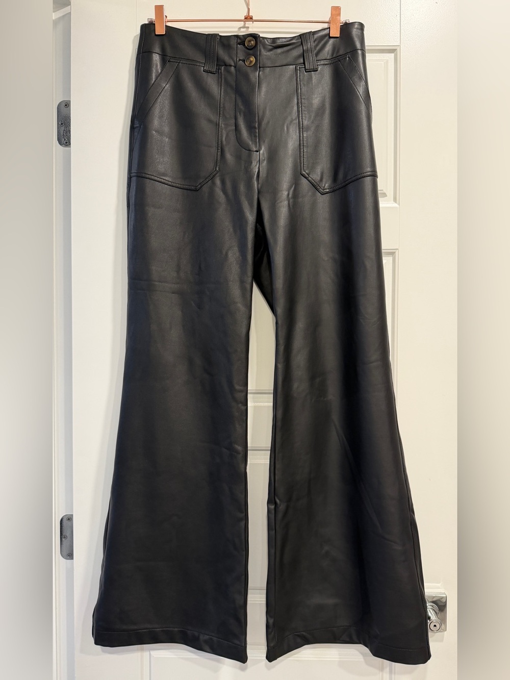 Maeve Naomi Wide Leg Faux Leather Pants Womens 10 Soft Machine Washable